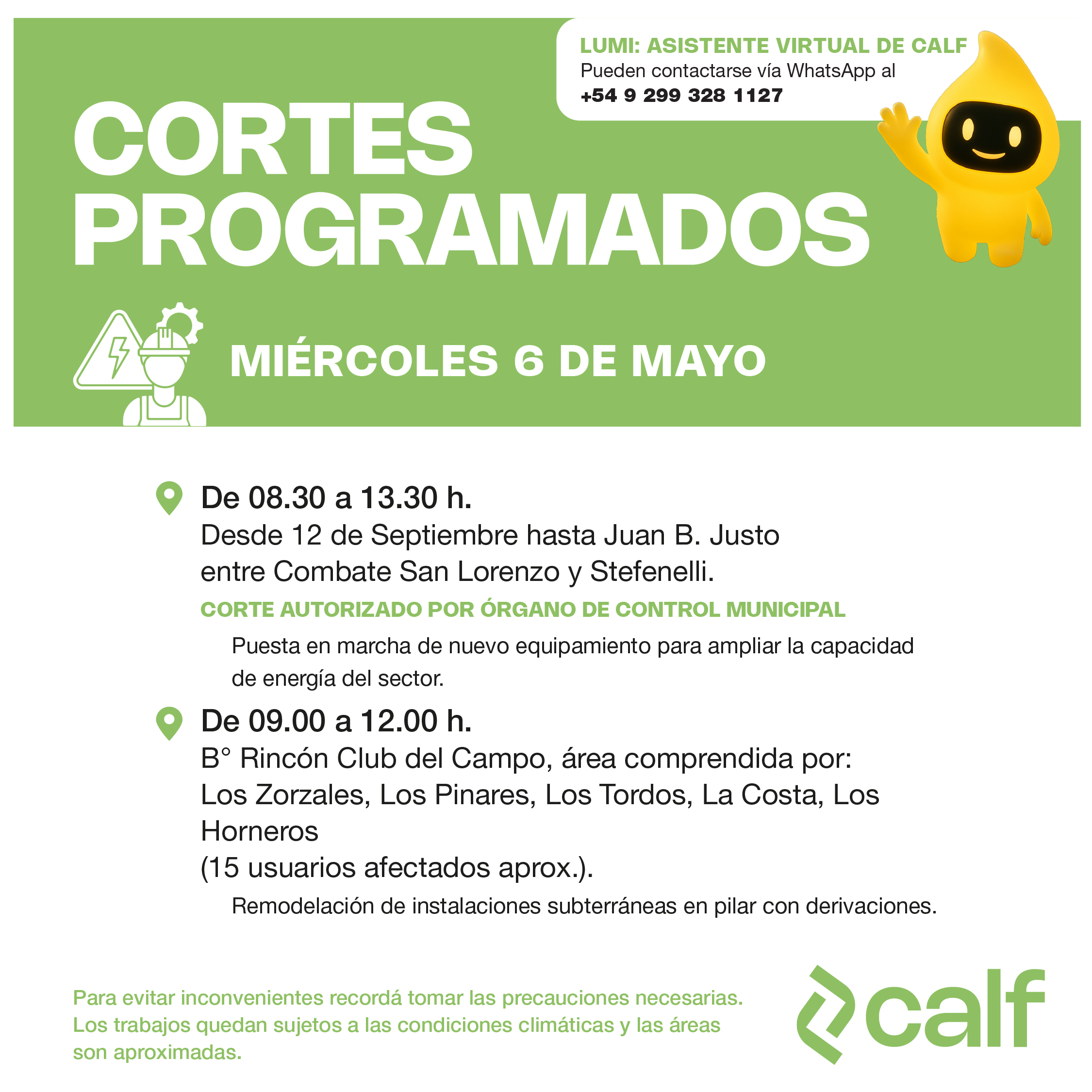 Lee más sobre el artículo Corte programado 06-05