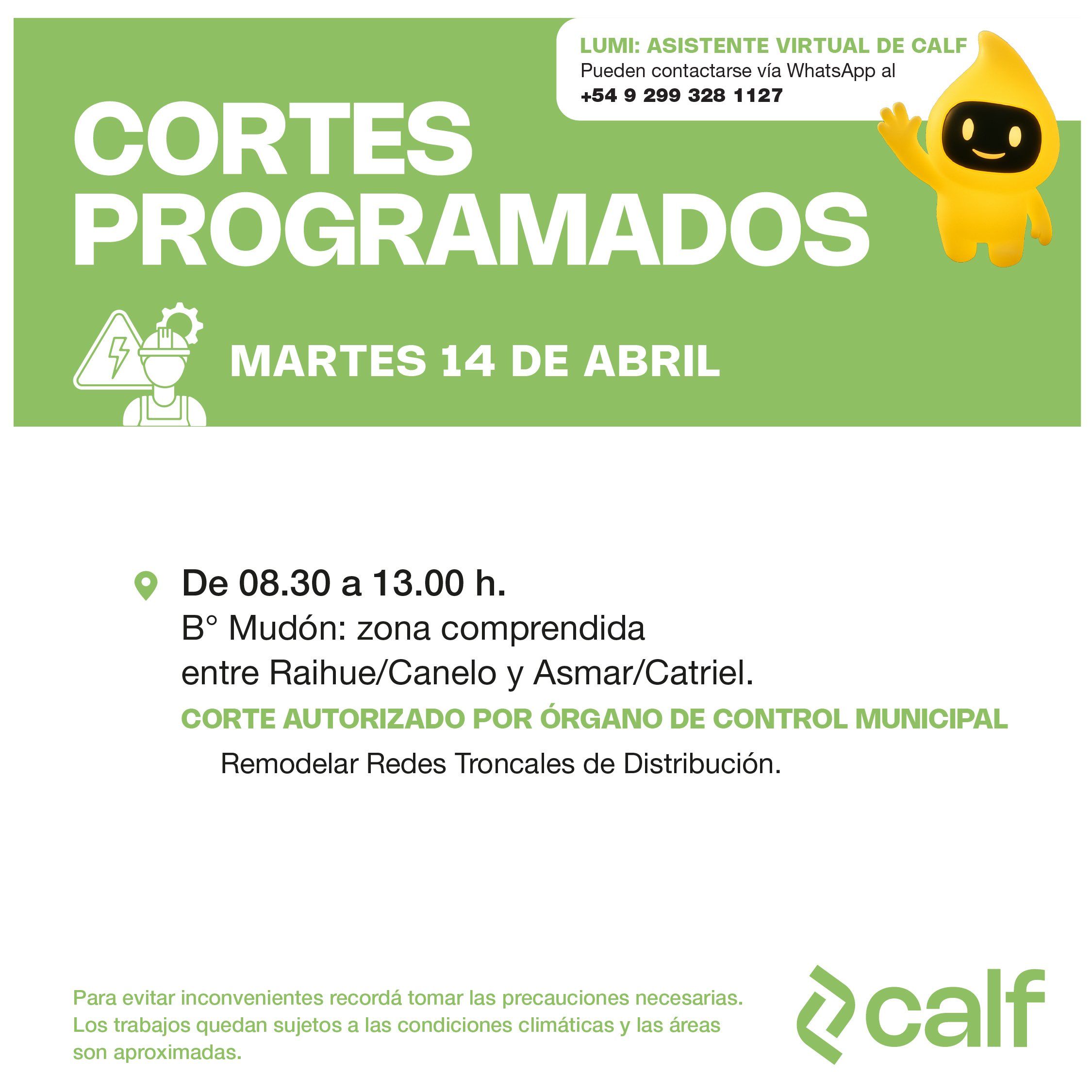 Lee más sobre el artículo Corte programado 14-04