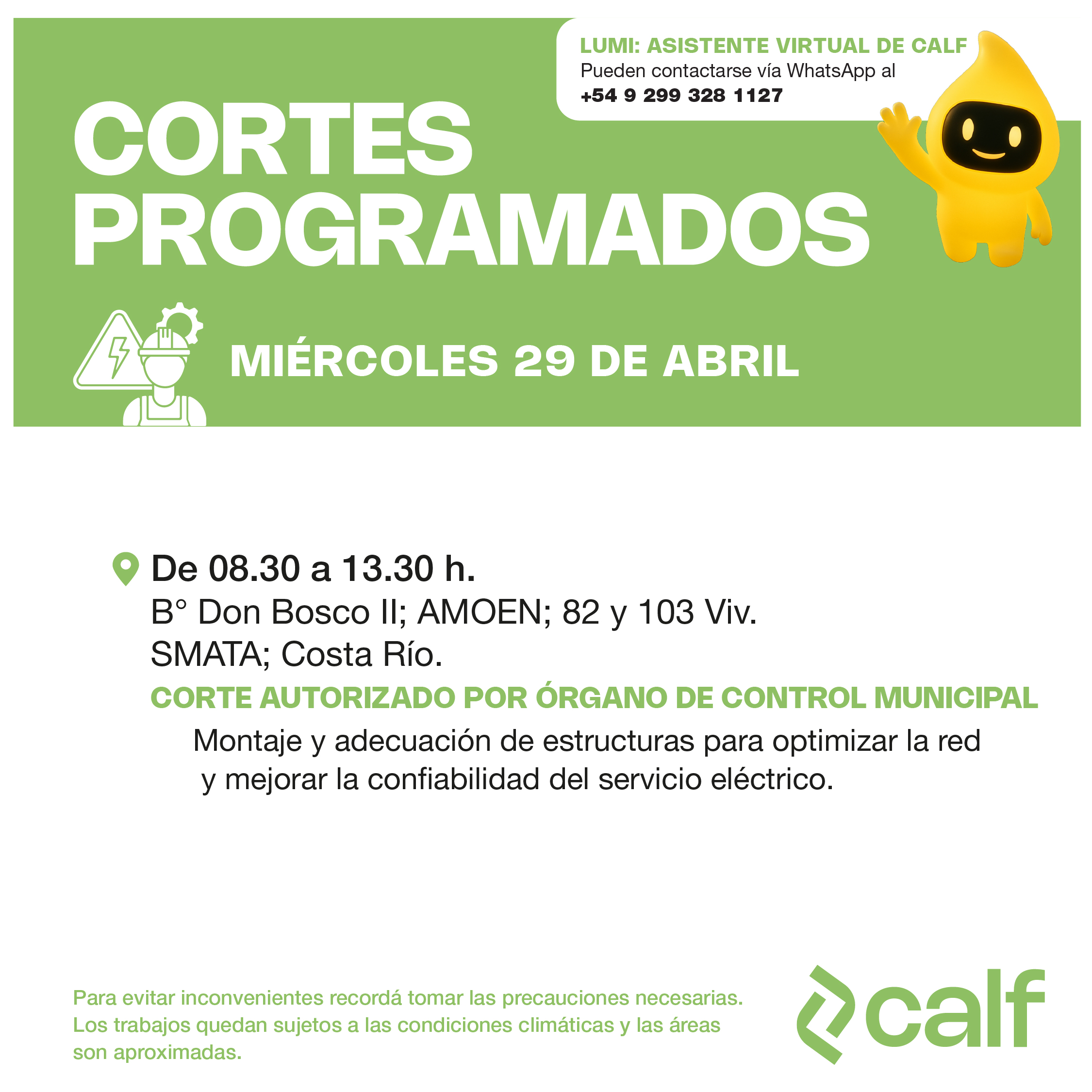 Lee más sobre el artículo Corte programado 29-04