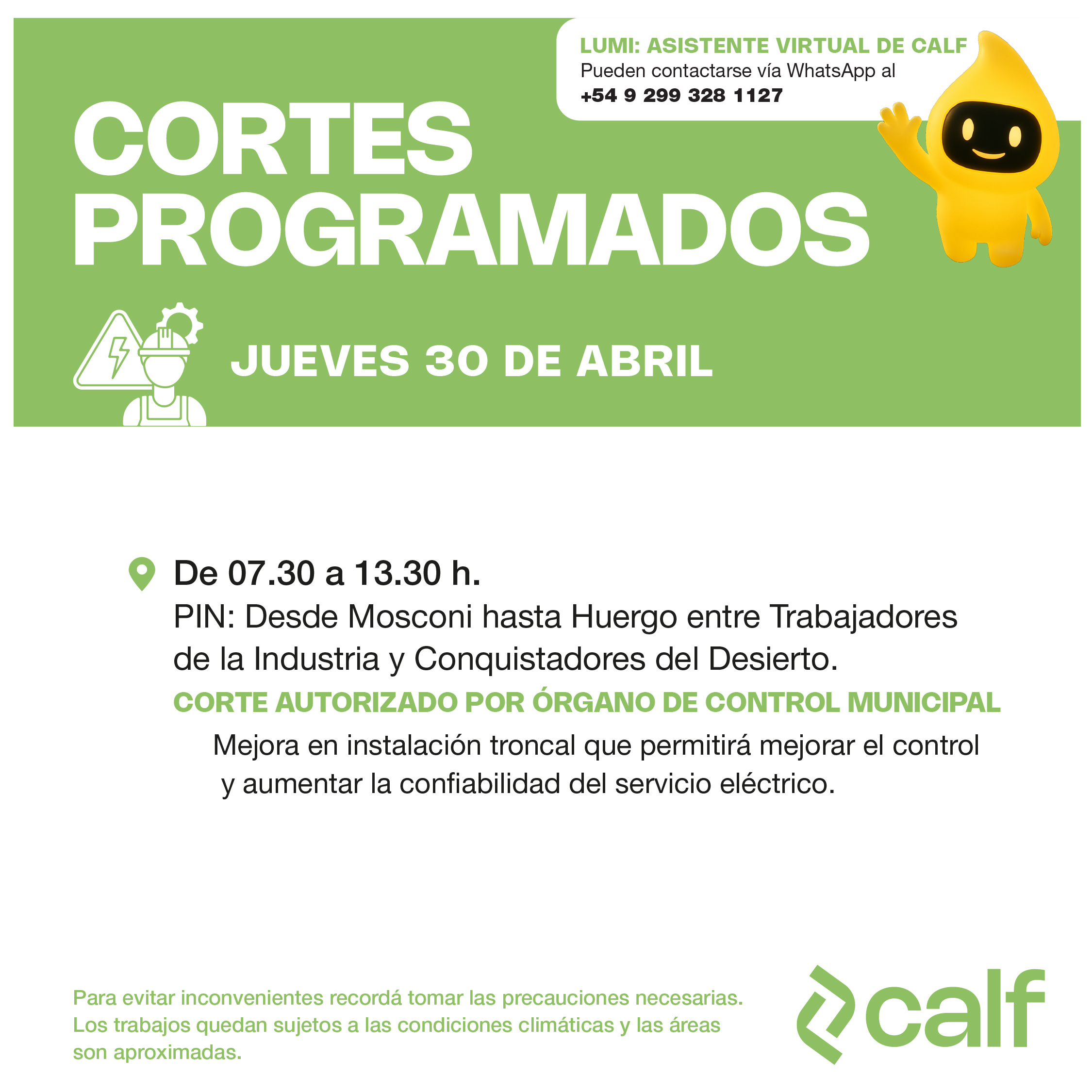 Lee más sobre el artículo Corte programado 30-04