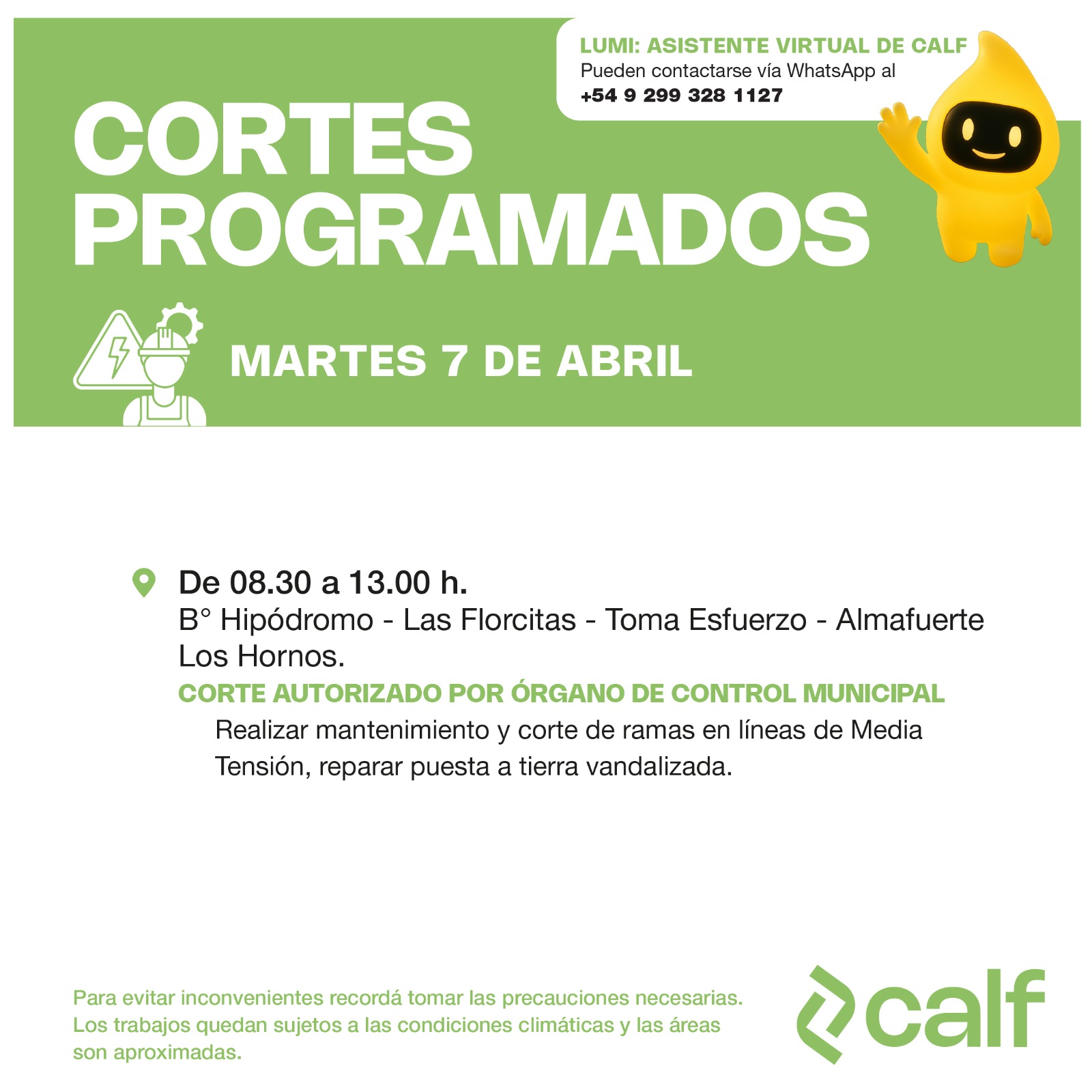 Lee más sobre el artículo Obras programadas para el martes 07-04