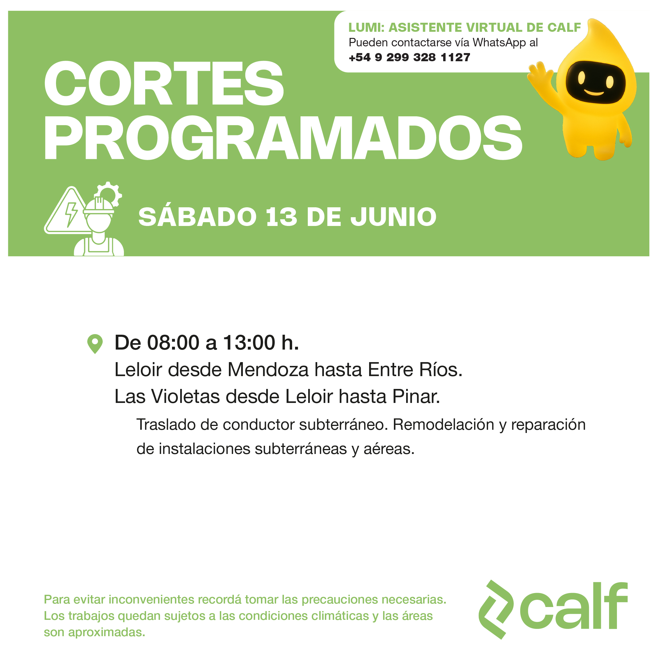 Lee más sobre el artículo Corte programado 13-06