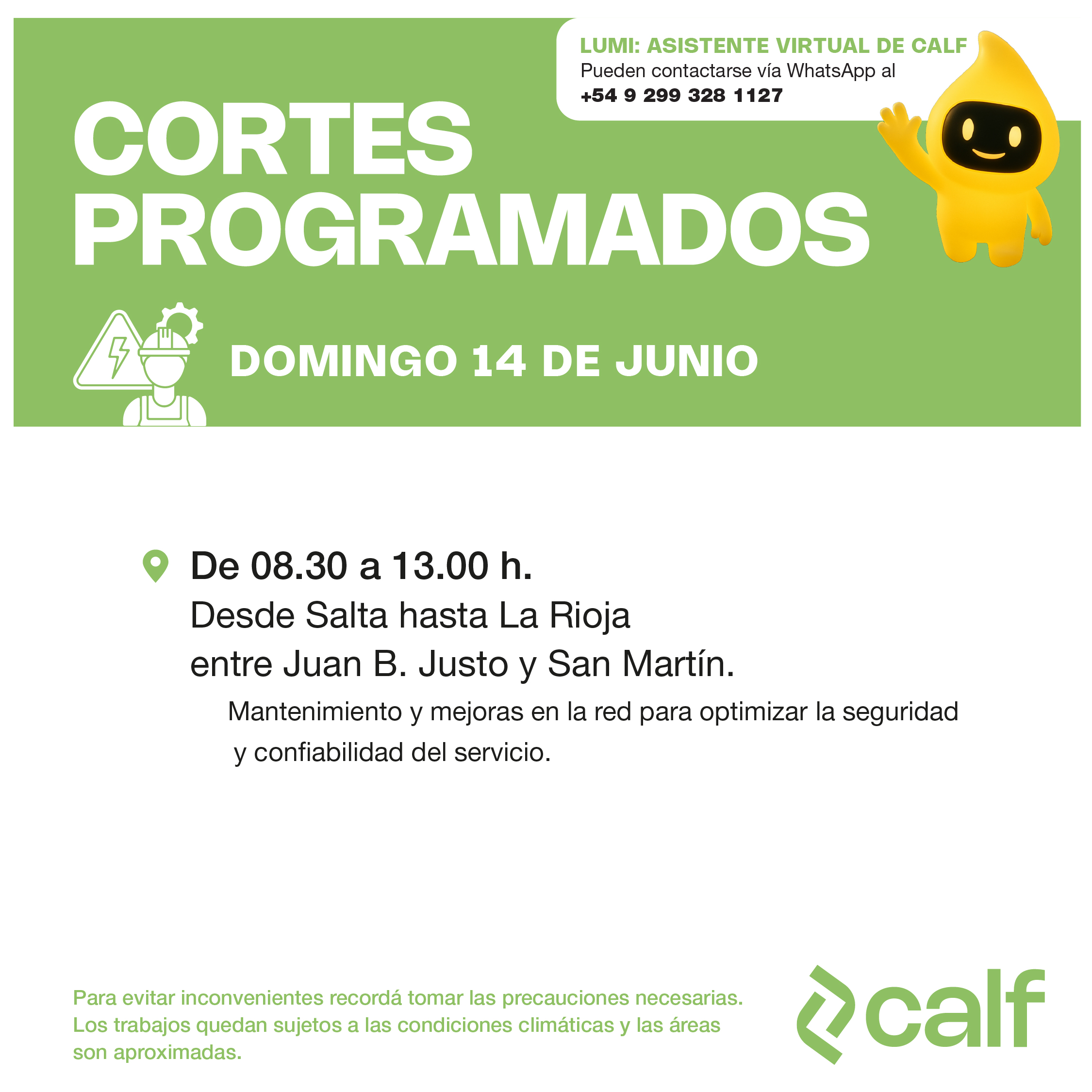 Lee más sobre el artículo Corte programado 14-06