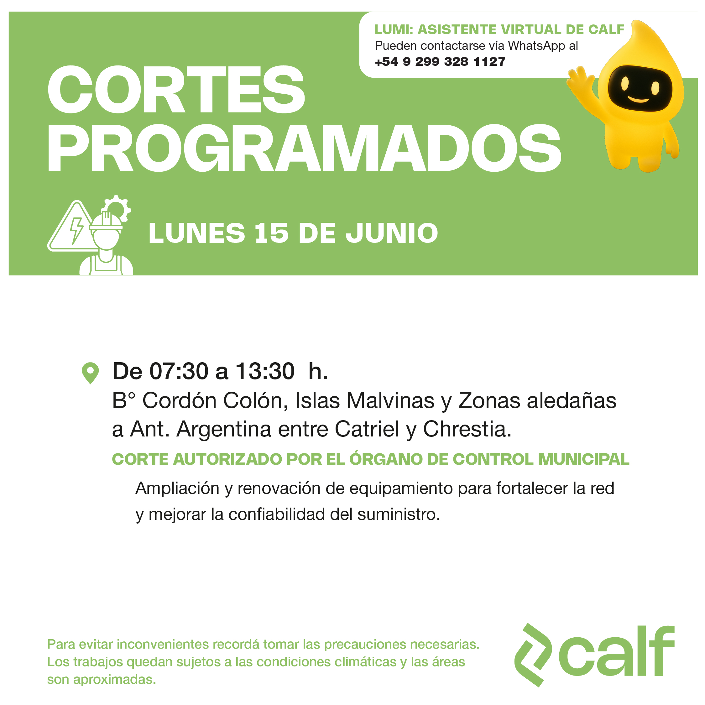 Lee más sobre el artículo Corte programado 15-06