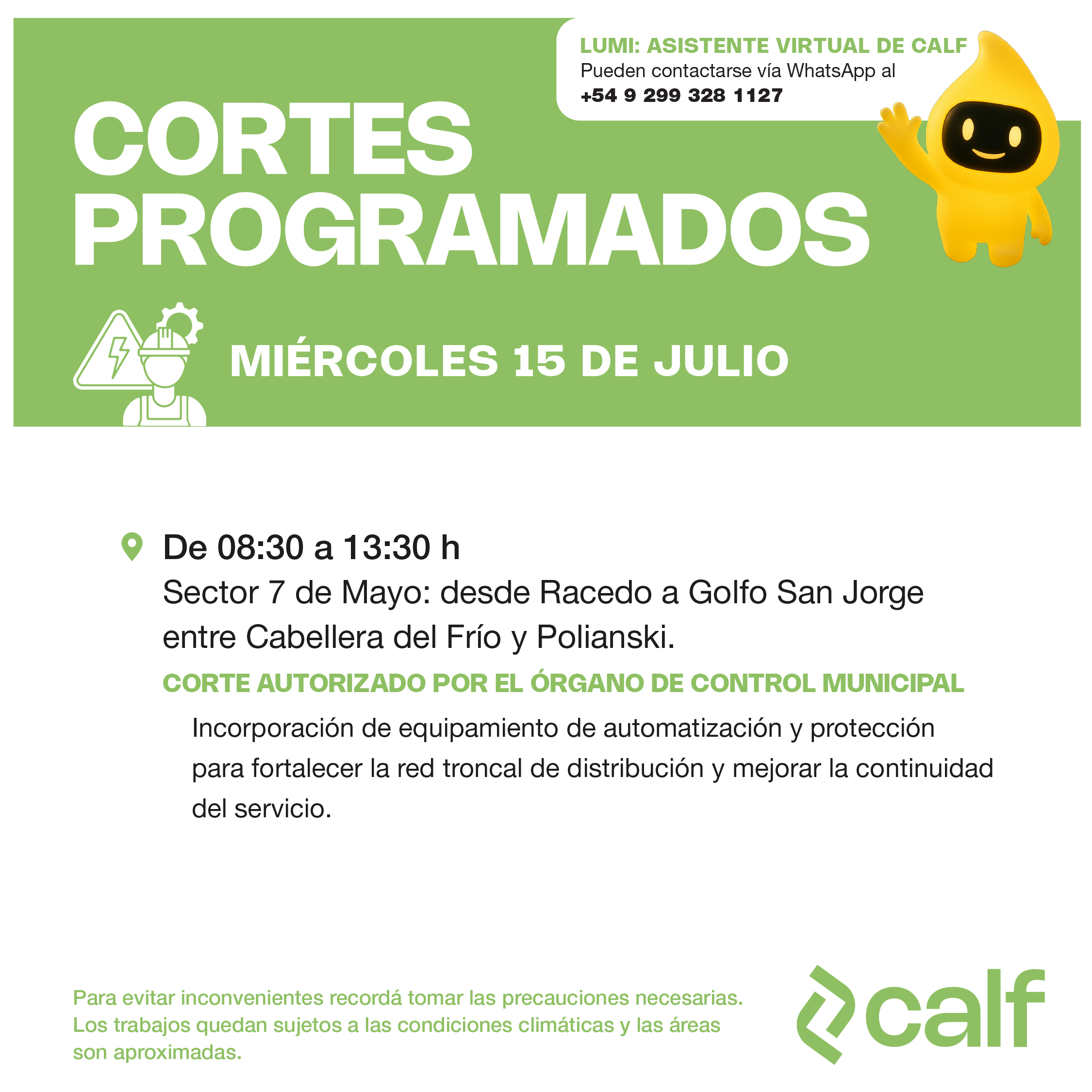Lee más sobre el artículo Corte programado hoy