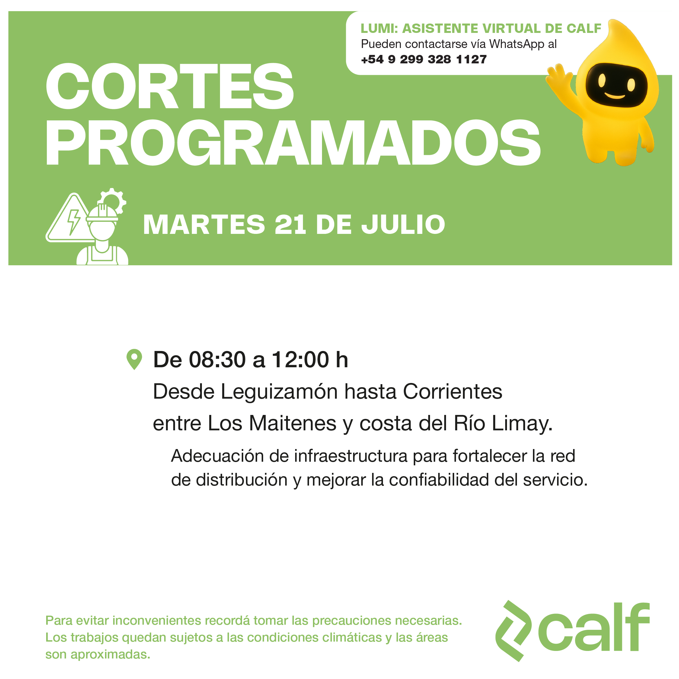 Lee más sobre el artículo Mejoras programadas para fortalecer el servicio eléctrico