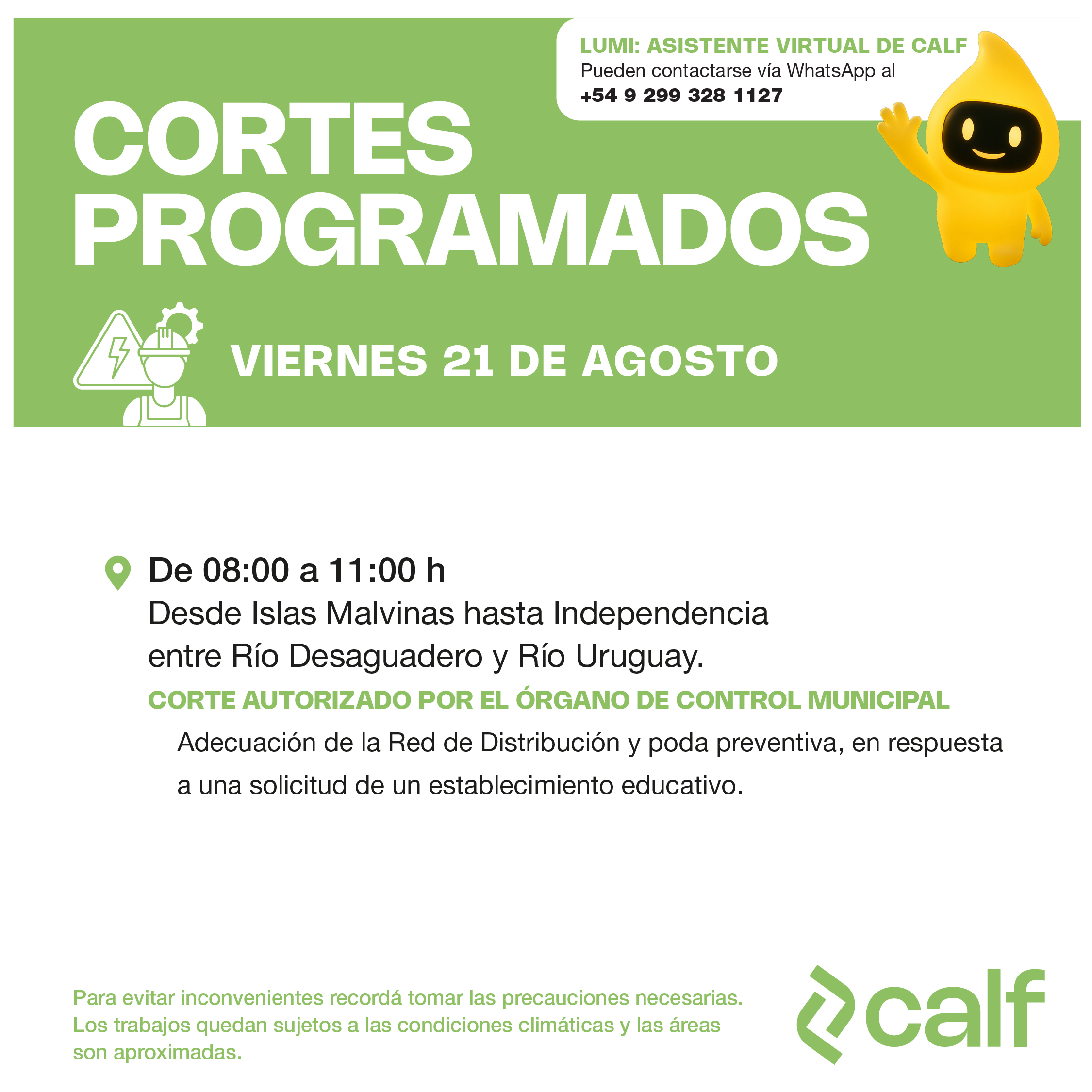Lee más sobre el artículo Corte programado 21-08