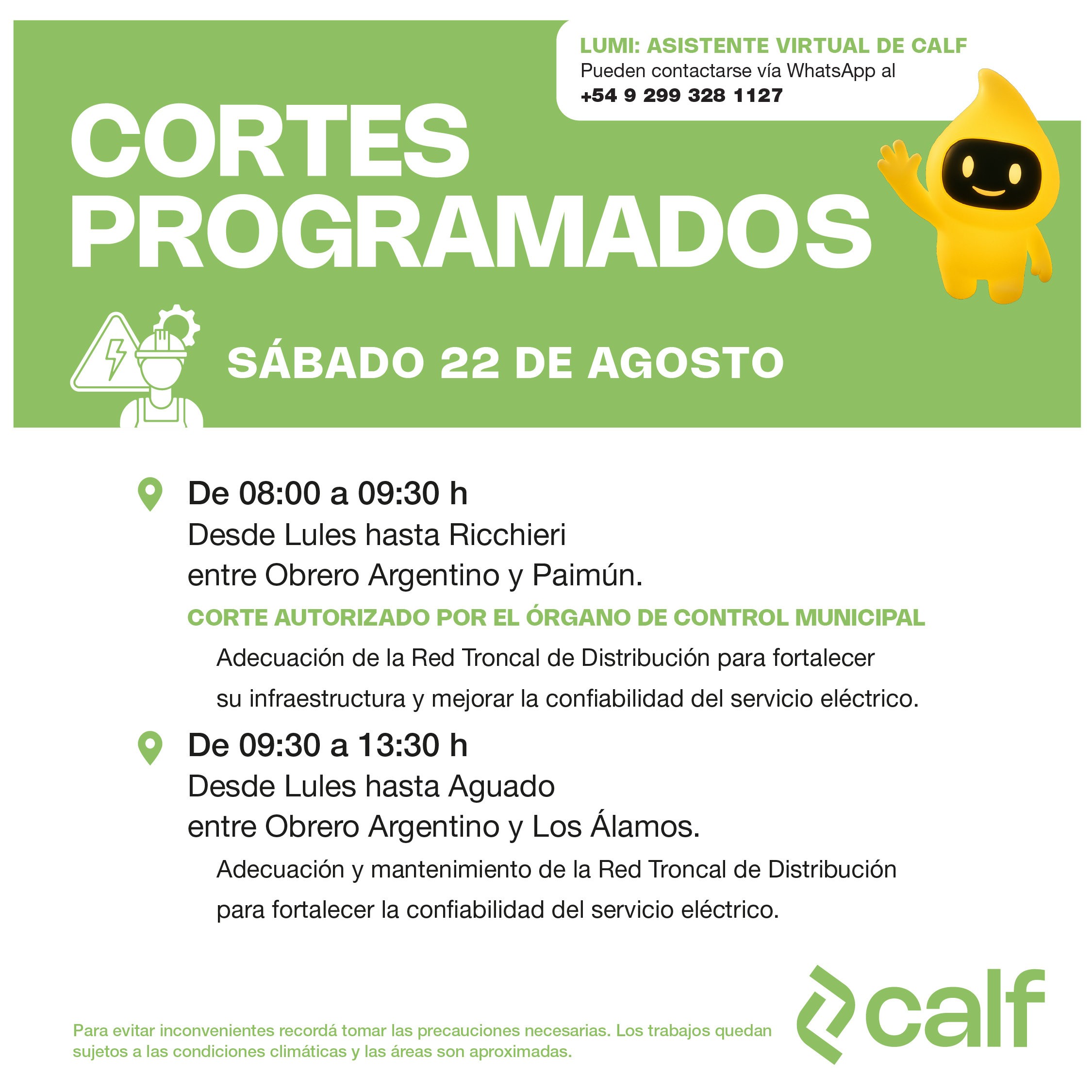 Lee más sobre el artículo Corte programado 22-08