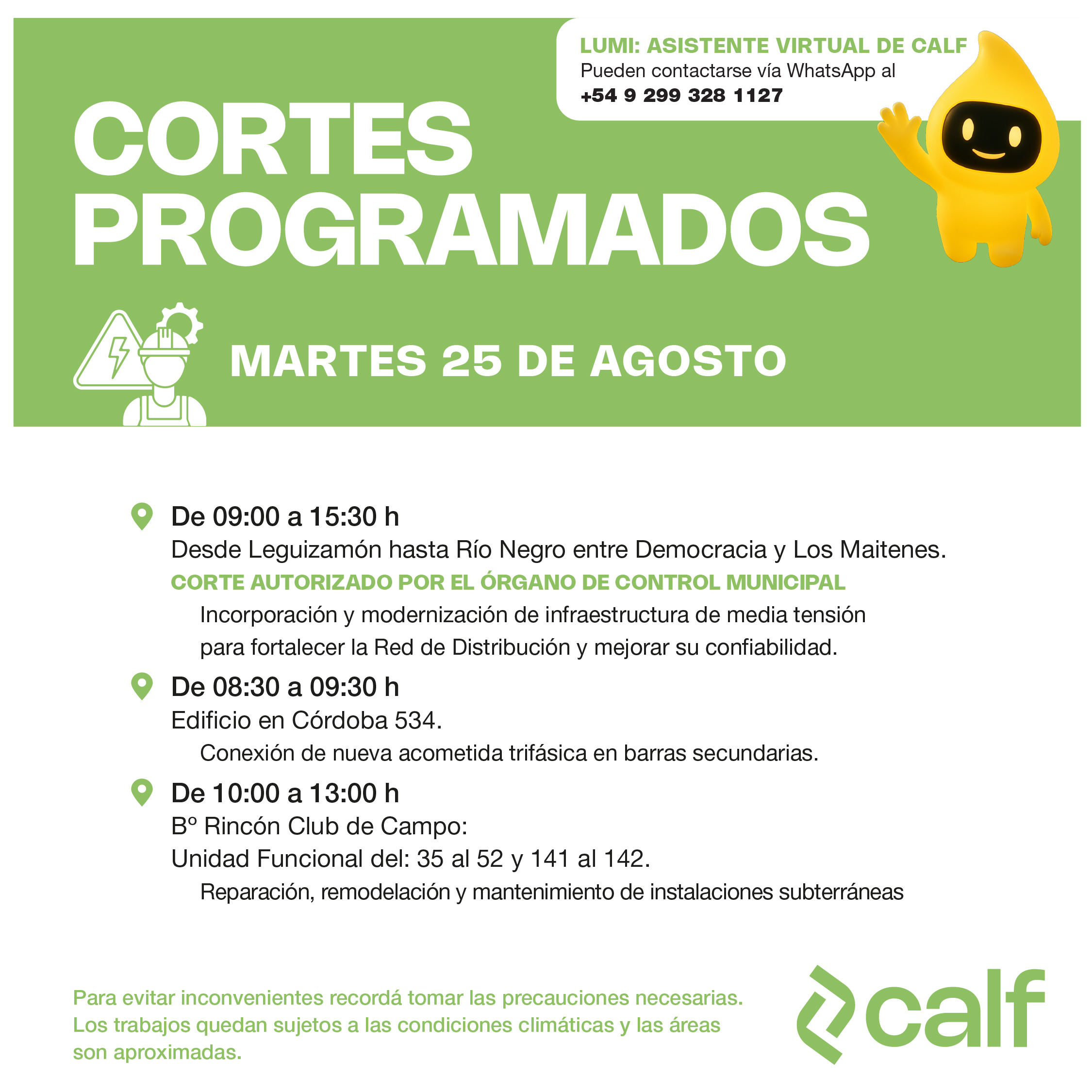 Lee más sobre el artículo Corte programado 25-08
