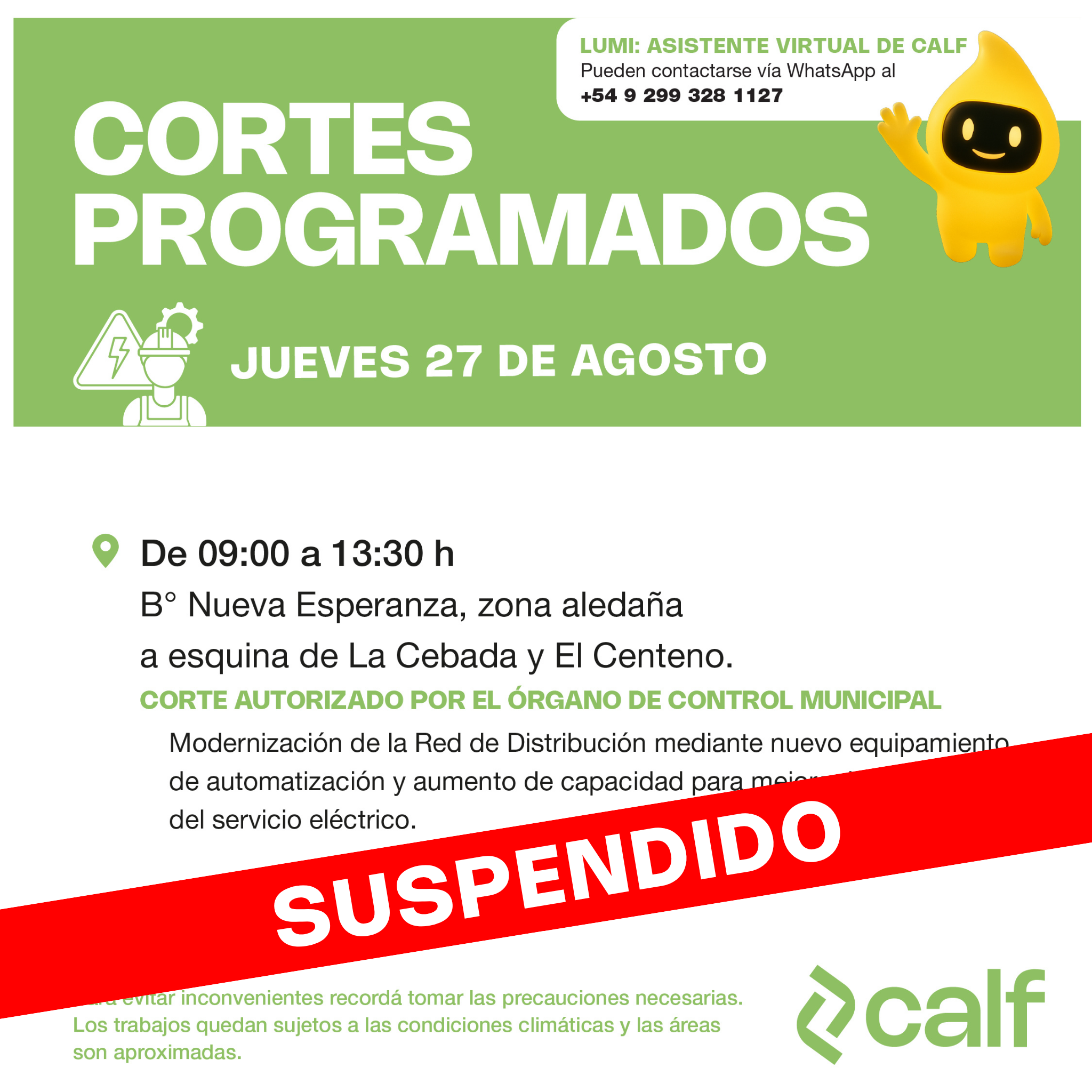 Lee más sobre el artículo Corte suspendido