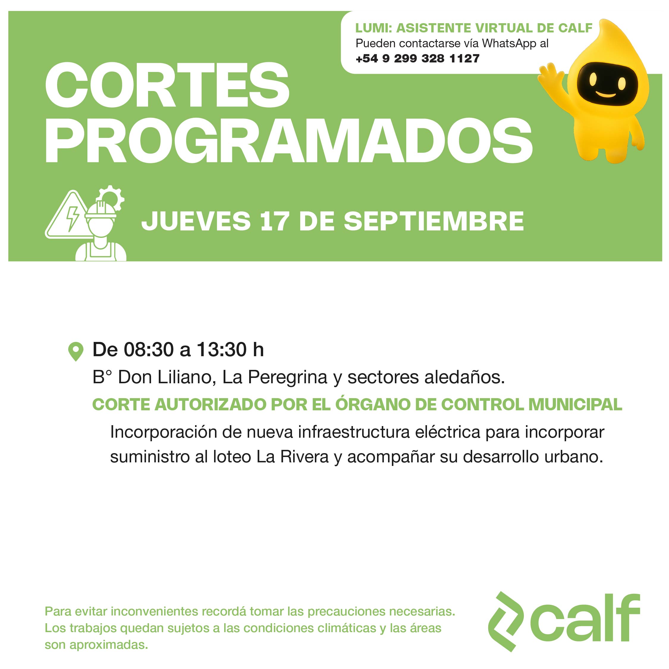 Lee más sobre el artículo Corte programado 17-09
