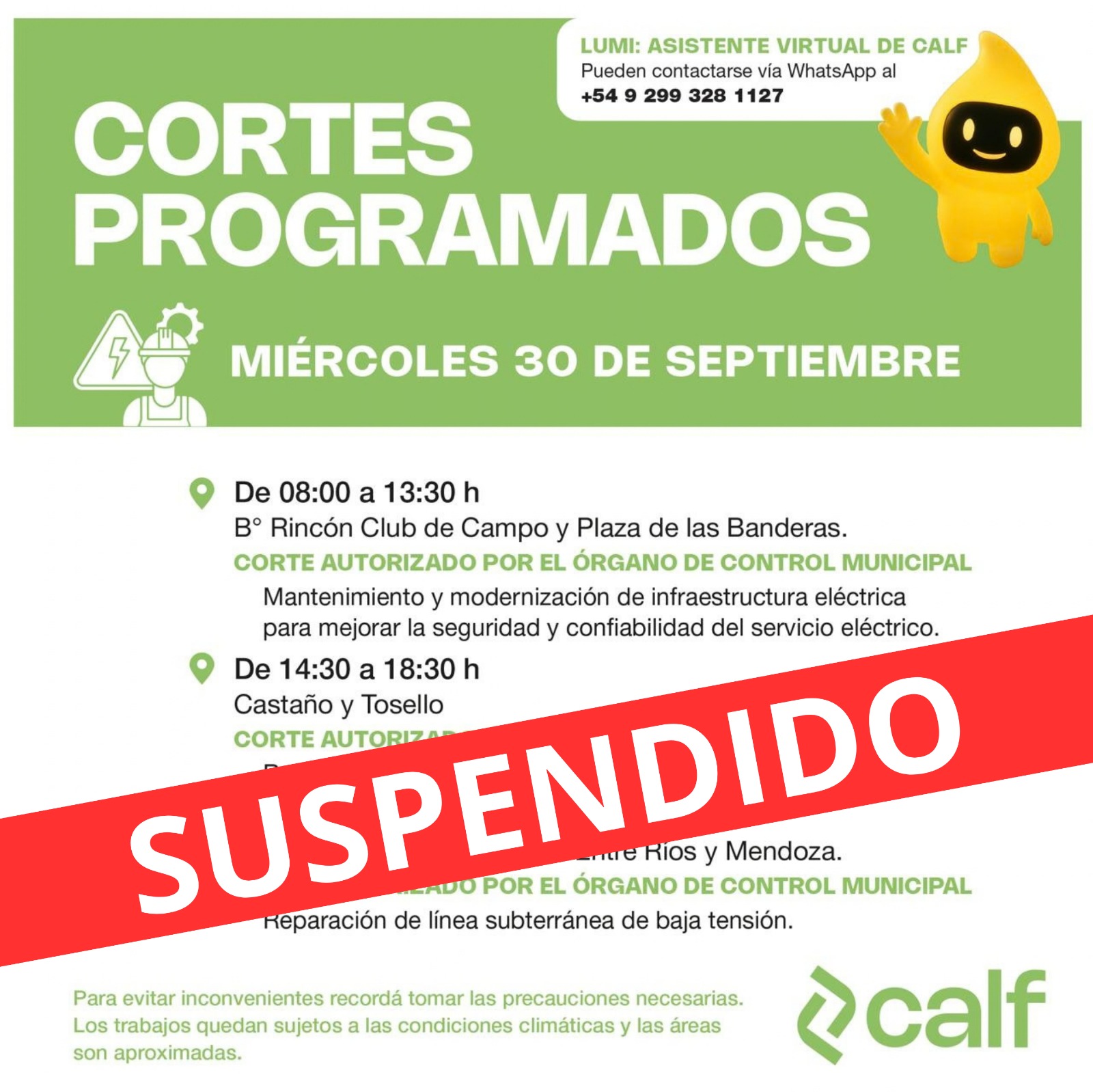 Lee más sobre el artículo Trabajos programados 30-09
